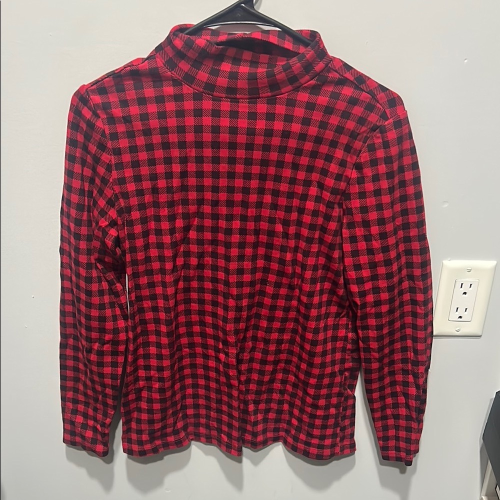 Croft & Barrow Red and Black Turtleneck Sweater